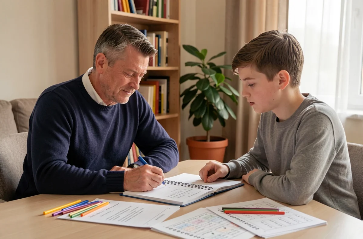 Tuteur Acadomia accompagnant un élève dans la révision de ses cours de langue à domicile dans le Val-de-Marne
