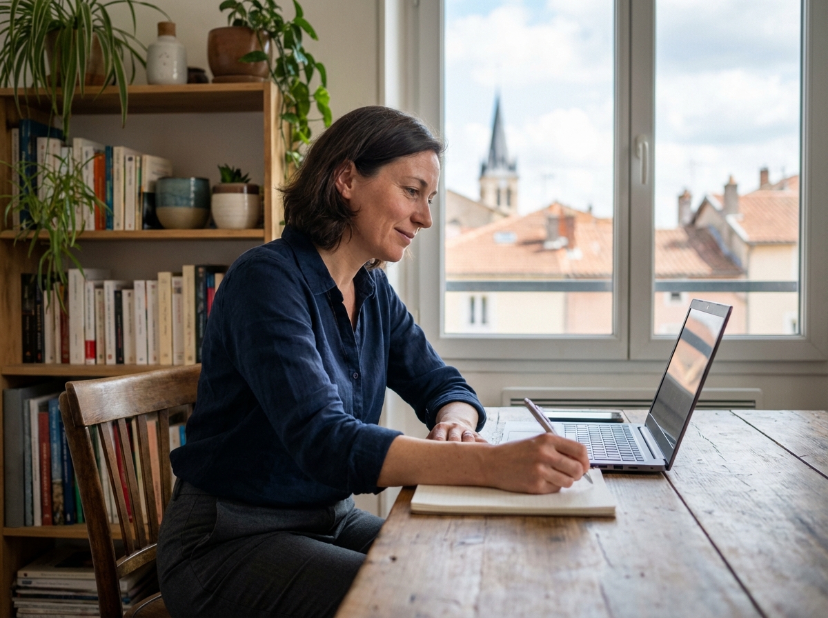 Femme travaillant dans un bureau moderne à Bourgenbresse