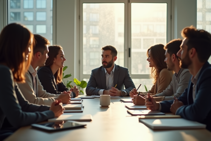 Groupe de personnes en discussion autour d'une table