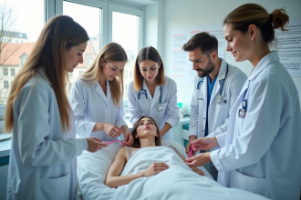 Groupe d'étudiants en soins infirmiers en formation