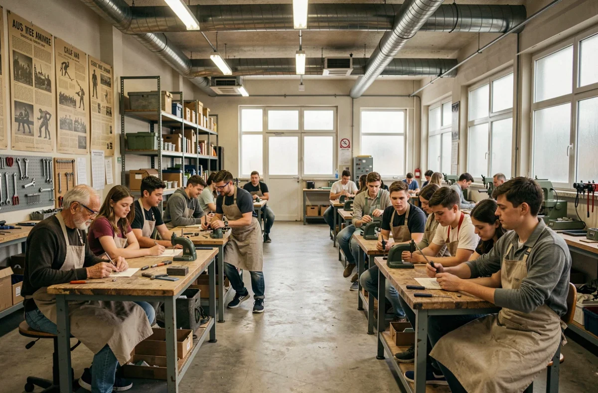 Atelier pratique au Lycée Professionnel Toulouse-Lautrec d'Albi, illustrant la formation initiale et continue dans un cadre professionnel