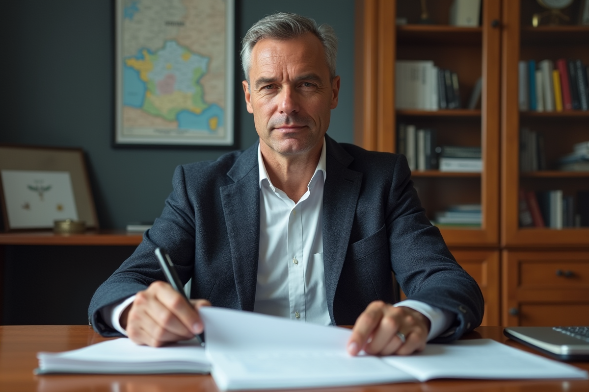 Manager de santé français dans son bureau