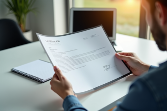 Personne tenant un certificat examinant sous lumière naturelle
