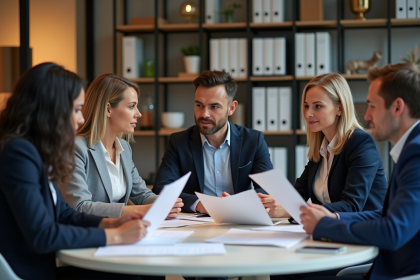 Groupe de professionnels fran&ccedil;ais en r&eacute;union de travail